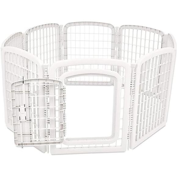 8-Panel Octagonal Plastic Pet Pen Fence Enclosure With Gate, 59 x 58 x 28 Inches - Picture 8 of 8